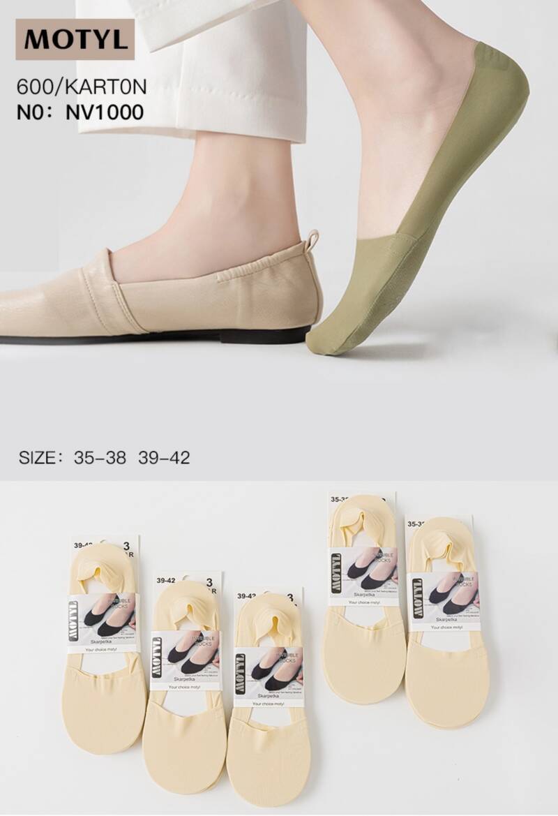 Stopki damskie Roz 35-42, 1 kolor Paczka 40 szt